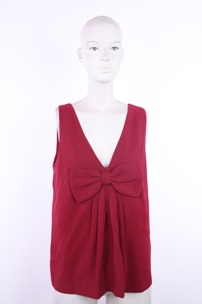 FRNCH Frnch red sleeveless top with bow | Loolia Closet