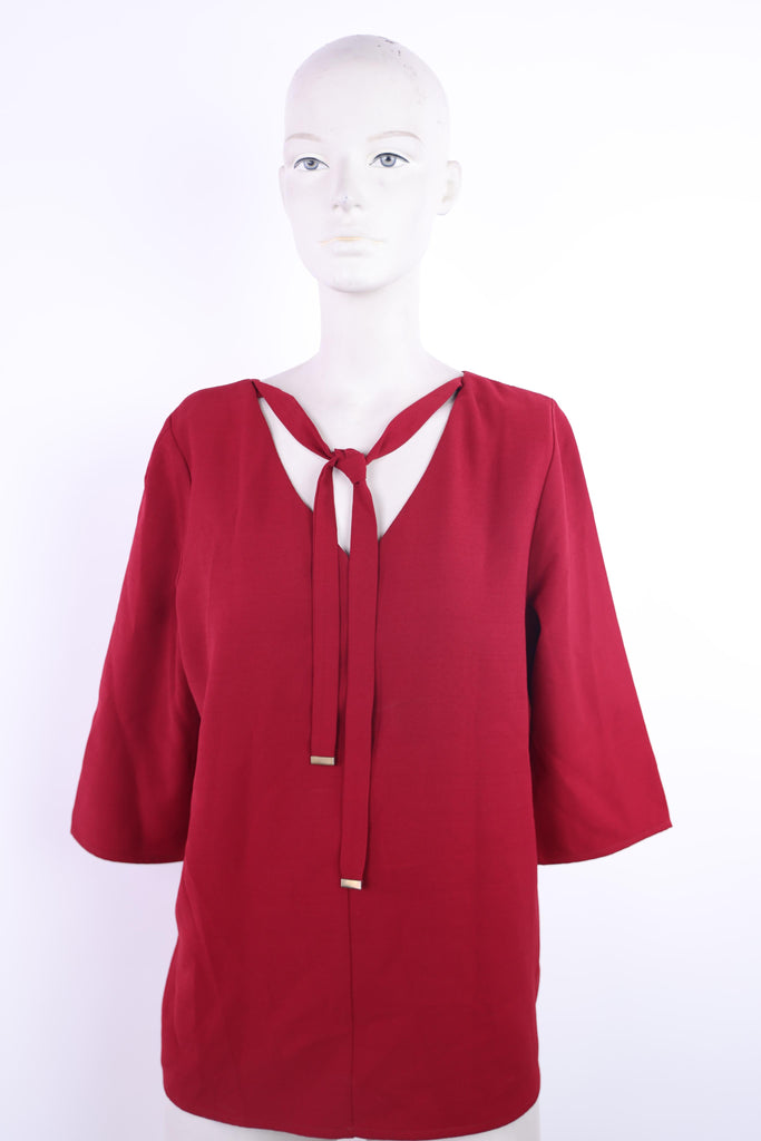 FRNCH Frnch red top with bow tie neck | Loolia Closet