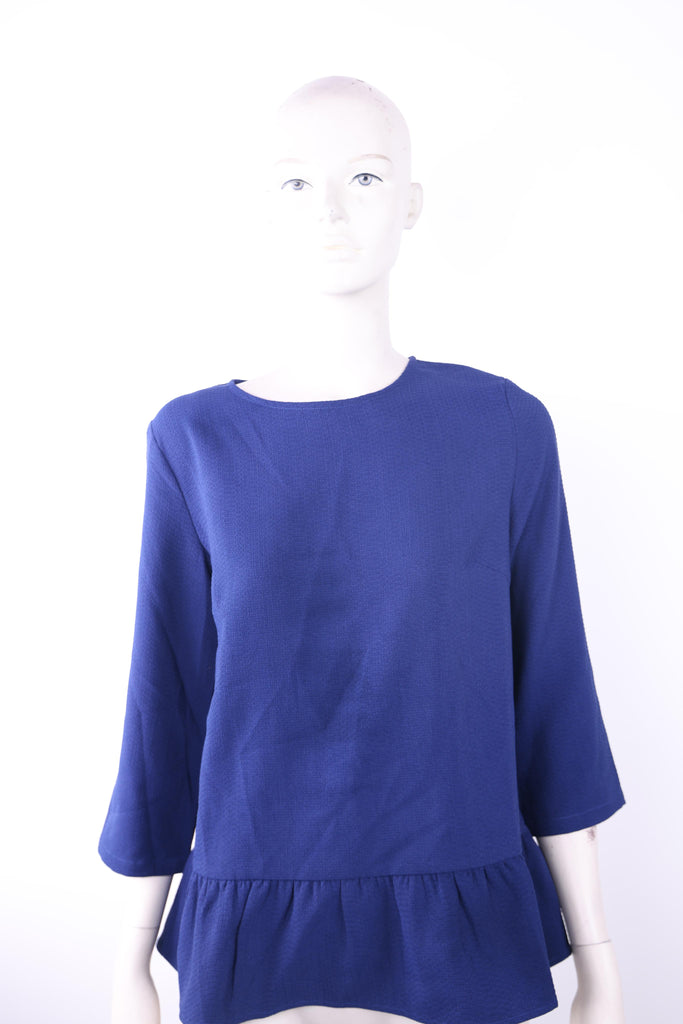 FRNCH Frnch royal blue top with ruffles on the bottom | Loolia Closet