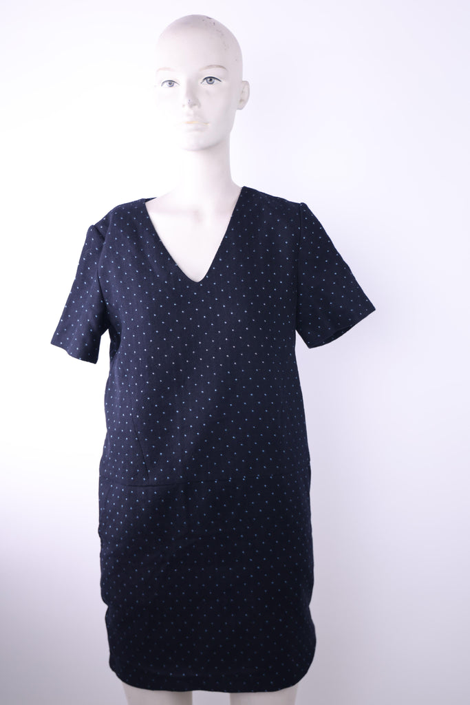 FRNCH Frnch short navy blue dress with dots | Loolia Closet