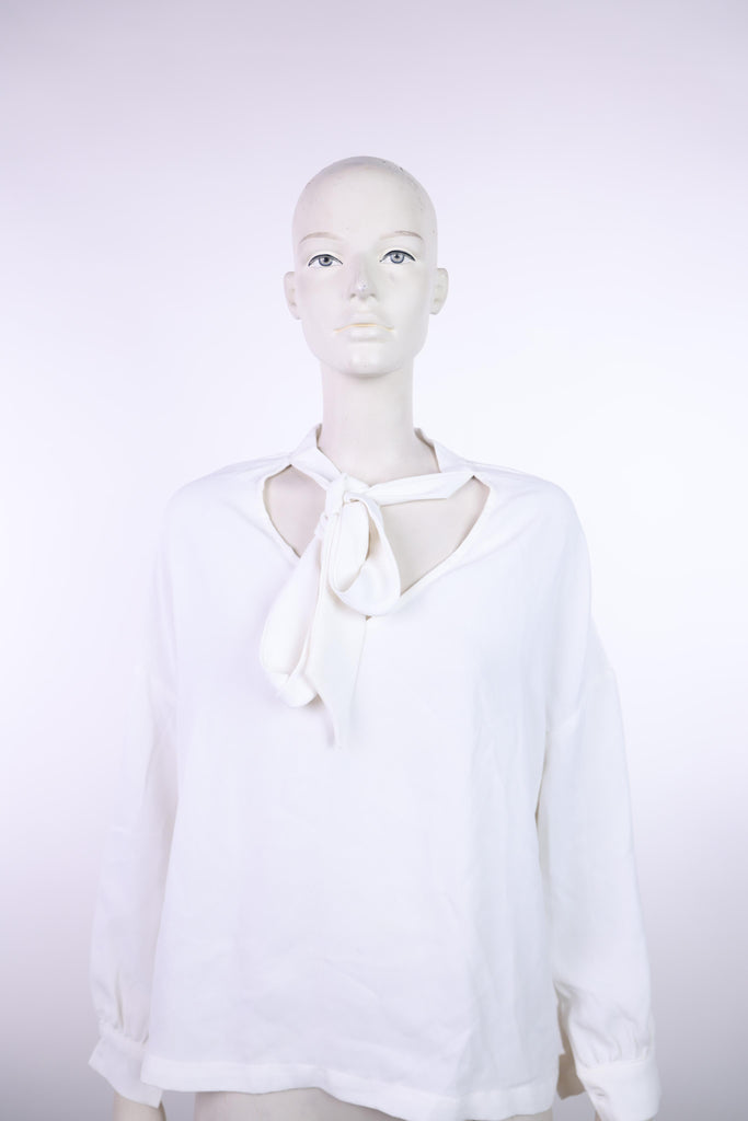 FRNCH Frnch white blouse with tied bow in the front | Loolia Closet