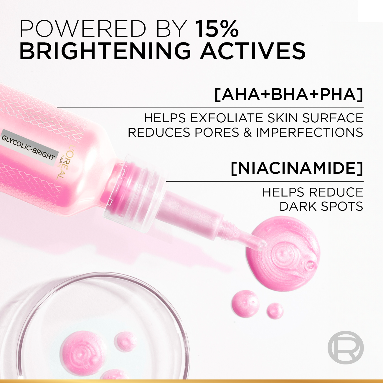 Glycolic-Bright Anti-Dark Spot Exfoliant Peel 15% AHA + BHA + PHA + Niacinamide 25ml.