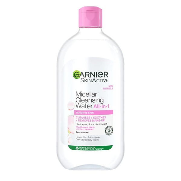 Garnier - Micellar Water Facial Cleanser and Makeup Remover Pink for Sensitive Skin (3 sizes)