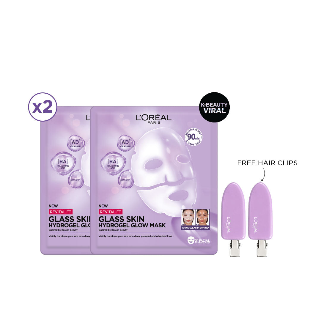 2x L’Oréal Revitalift Glass Skin Mask + FREE Hair Pins