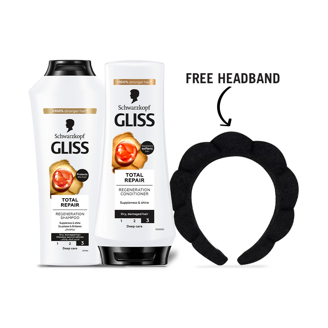 Gliss Shampoo 400 ML + Gliss Conditioner 200 ML + FREE Headband At 20% OFF
