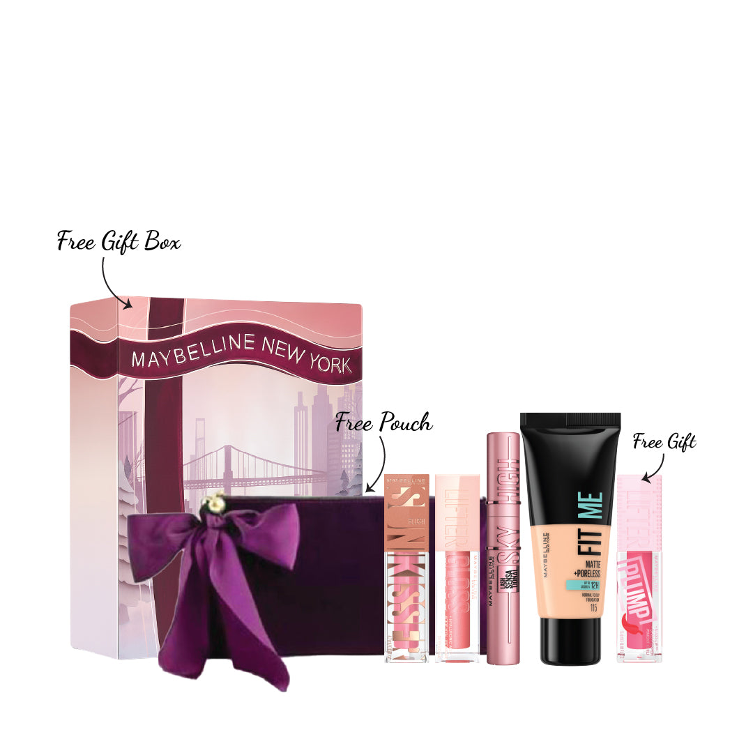 Fit me Foundation + Lip Gloss + Sunkisser + Sky High + FREE Lifter Lip Plump & Box & Pouch At 25% OFF