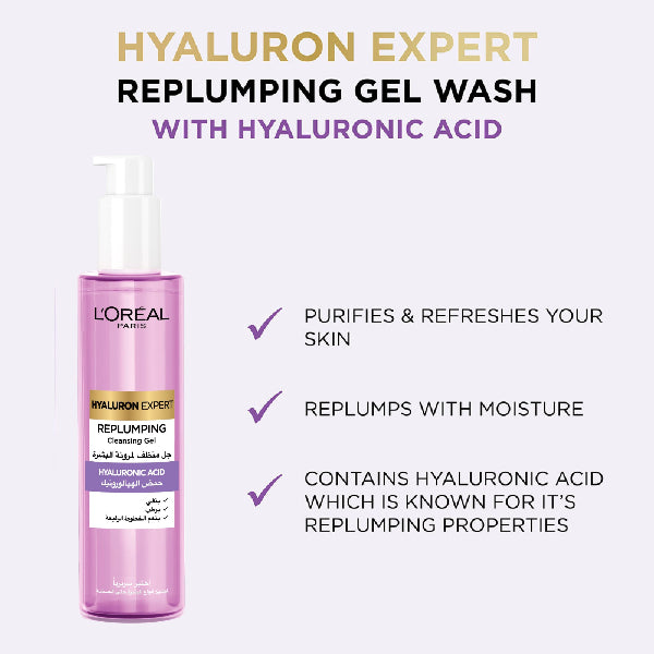 L'Oréal Paris - Hyaluron Expert Replumping Cleansing Gel Wash with Hyaluronic Acid