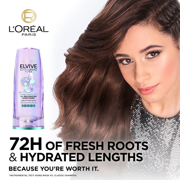 L'Oreal Paris - Elvive Hyaluron Pure 72h Rehydrating Conditioner for Oily Scalp & Dehydrated Lengths