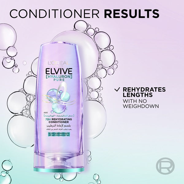 L'Oreal Paris - Elvive Hyaluron Pure 72h Rehydrating Conditioner for Oily Scalp & Dehydrated Lengths