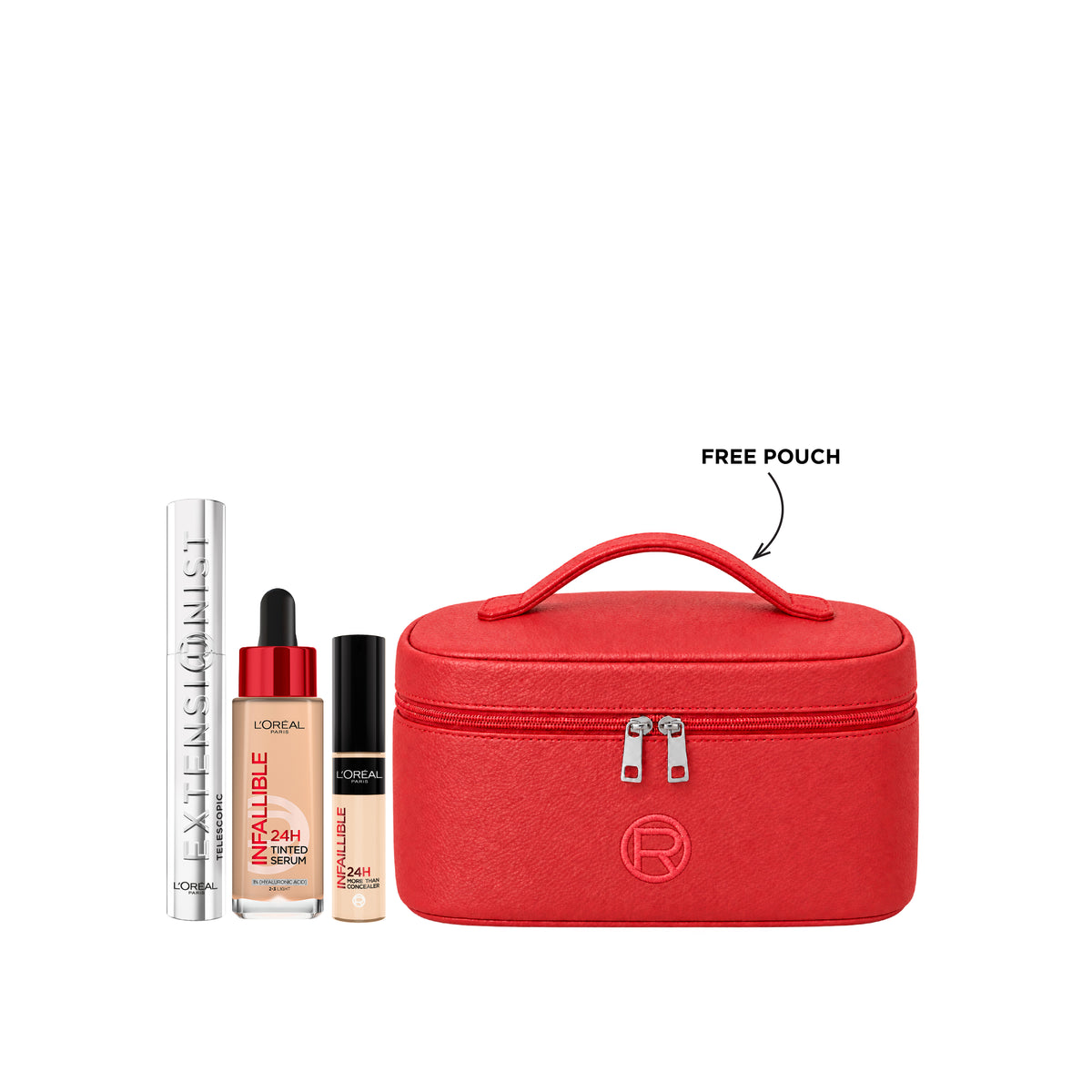Telescopic Extensionist Mascara + Tinted Serum + Concealer + FREE Pouch At 25% OFF