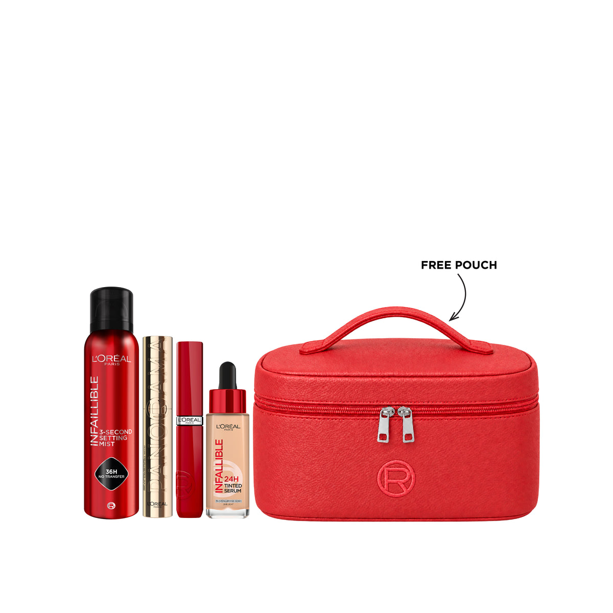 Infaillible Setting Mist Spray + Panorama Mascara + Liquid Lipstick + Tinted Serum + FREE Pouch At 25% OFF