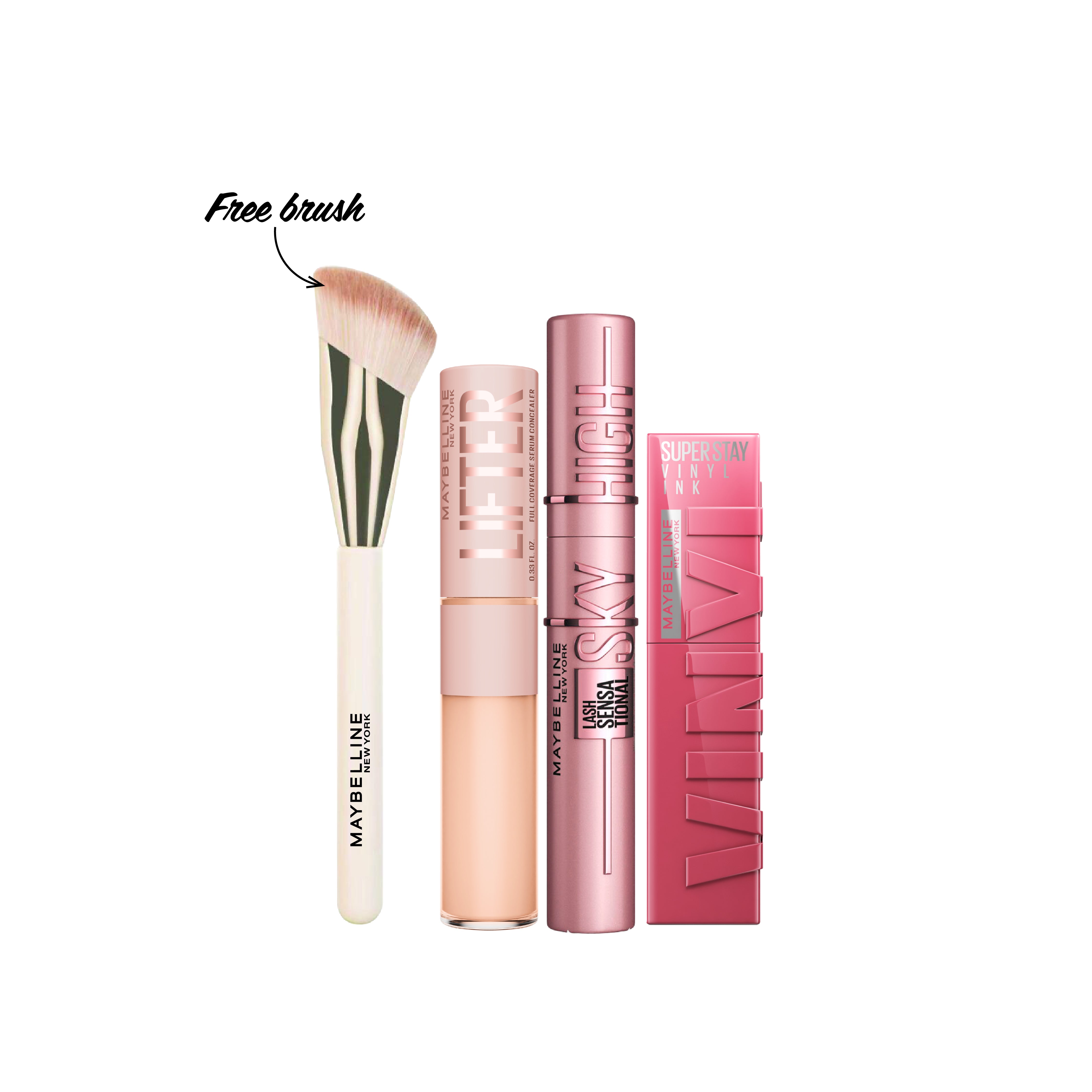 Lifter Serum Concealer + Sky High Mascara + Vinyl Ink Lipstick + FREE Brush At 15% OFF