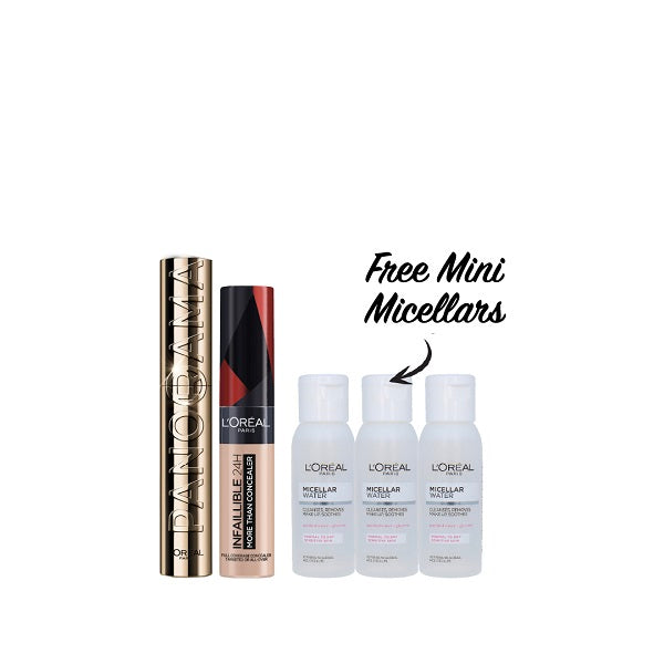 Full Wear Waterproof Concealer + Panorama Mascara + 3x FREE Mini Micellar At 20% OFF