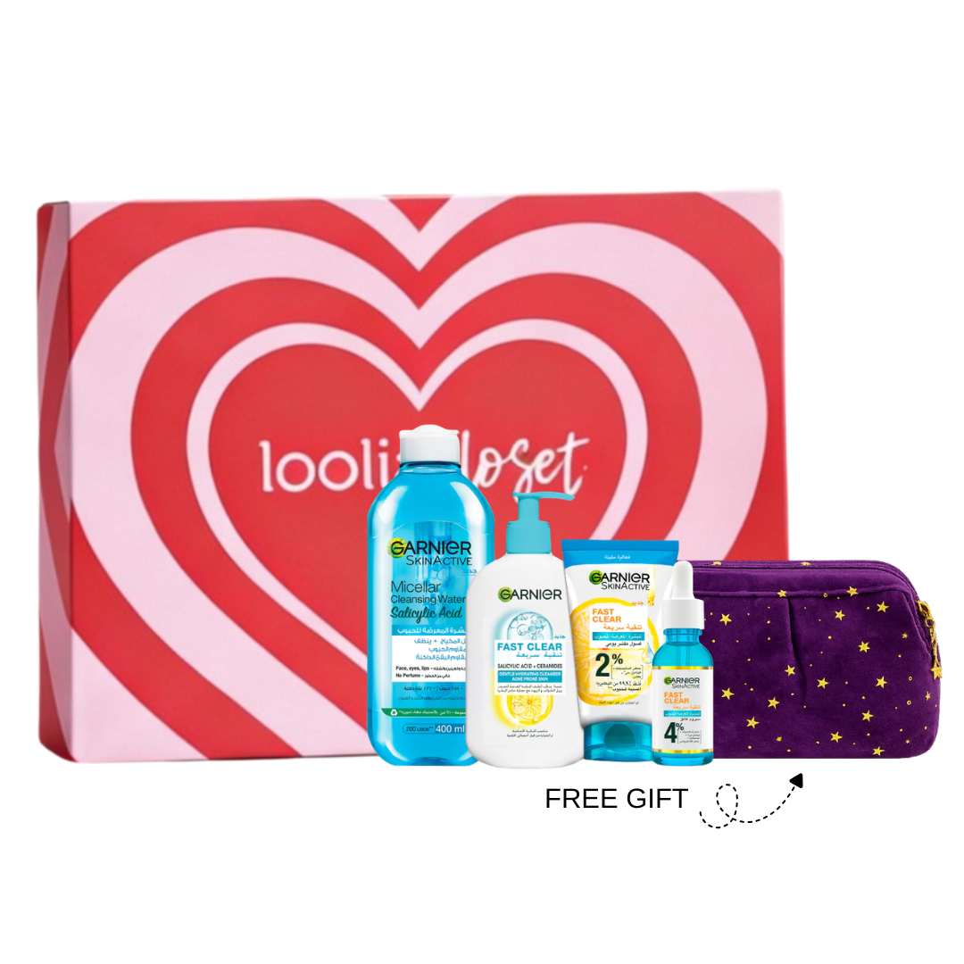 Fast Clear Micellar Water 400 ML + Tube Wash 150 ML + Gentle Cleanser 250 ML + Serum 30 ML + FREE Ramadan Purple Pouch + FREE Gift Box At 25% OFF