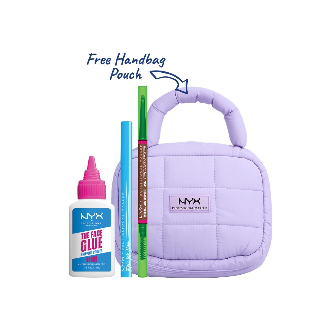 NYX Face Glue primer brow pencil epic ink eyeliner bundle with free pouch