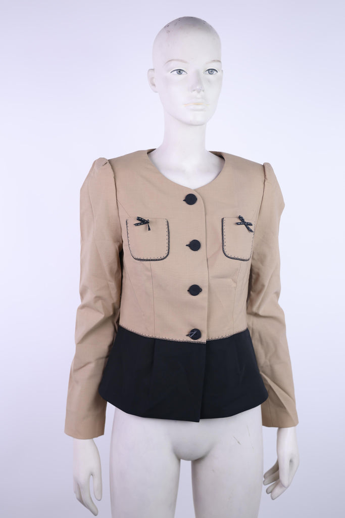 NISSA Nissa beige and black jacket with black buttons | Loolia Closet