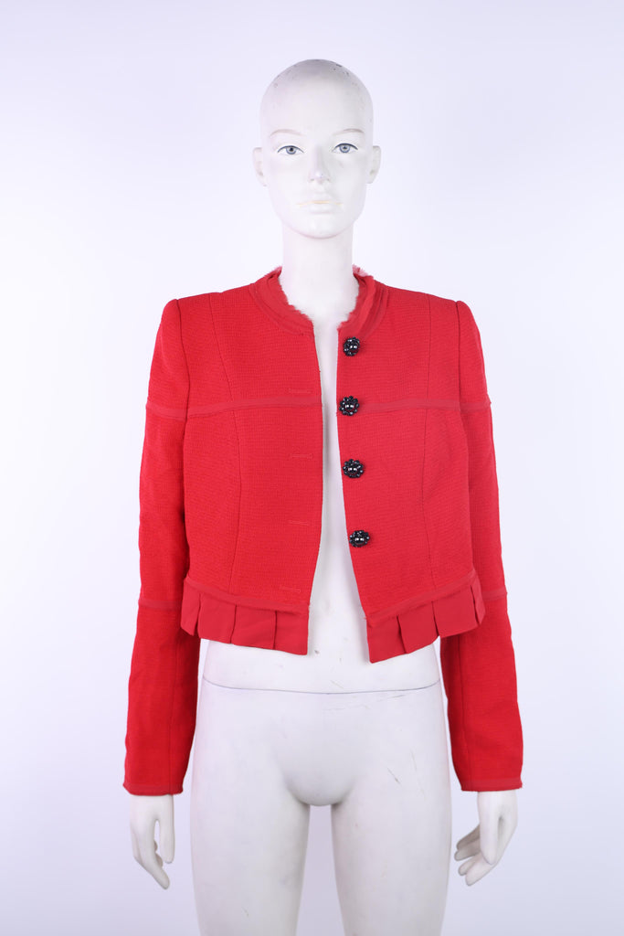 NISSA Nissa short red jacket with black buttons | Loolia Closet