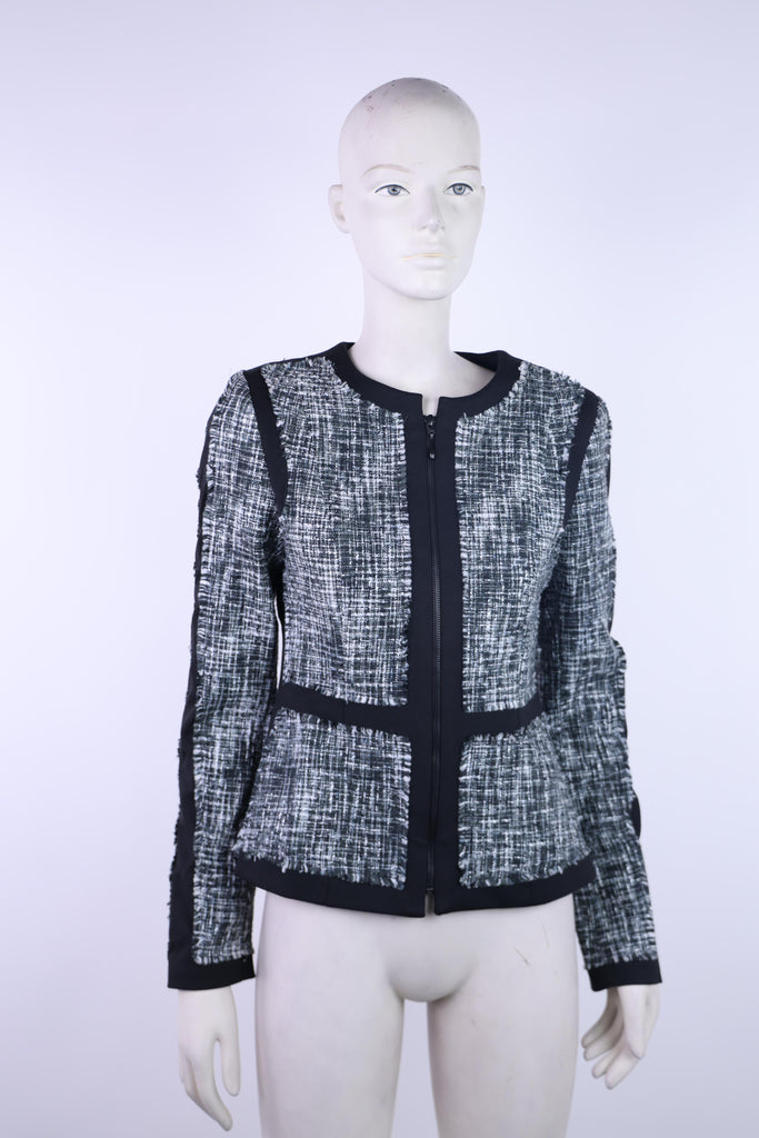 NISSA Nissa black and white checkered jacket with black lines | Loolia Closet