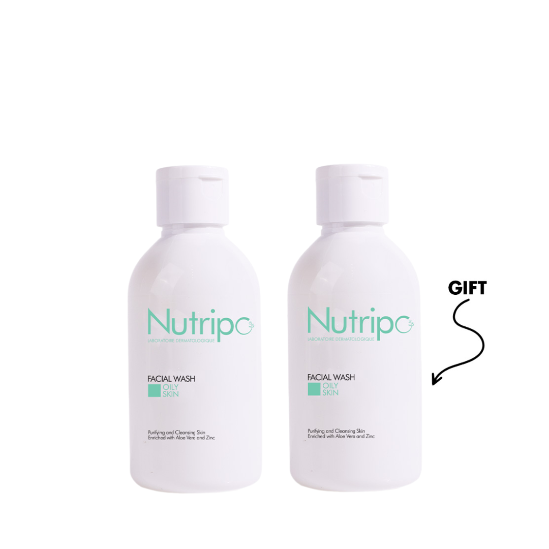 Nutripo oily skin facial wash duo pack with two 200ml foaming gel cleansers