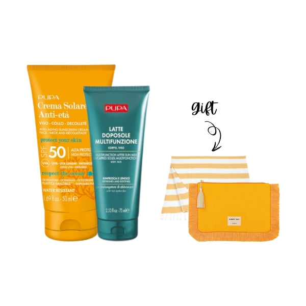 Super After Sun Milk + Anti-Aging Sunscreen Cream SPF 50 + FREE Pouch & Towel