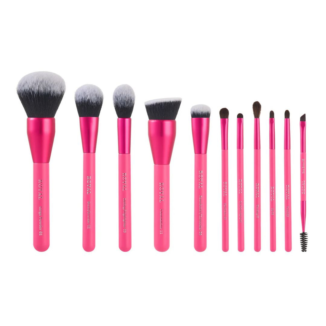Royal Cosmetics Hot Pink RENEWED-11 piece brush set
