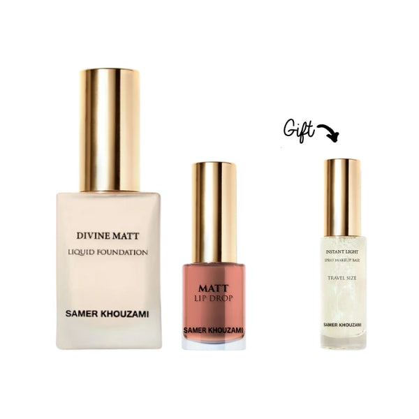 Divine Matt Liquid Foundation + Matt Lip Drop + FREE Mini Instant Light Makeup Base At 50% OFF