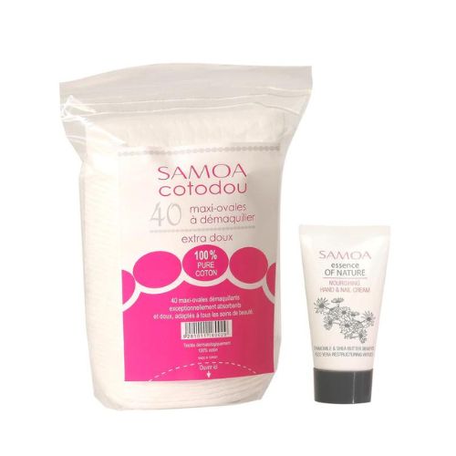 Samoa Cosmetics - Cotodou 40 Oval Cotton Pads + Free Essence of nature