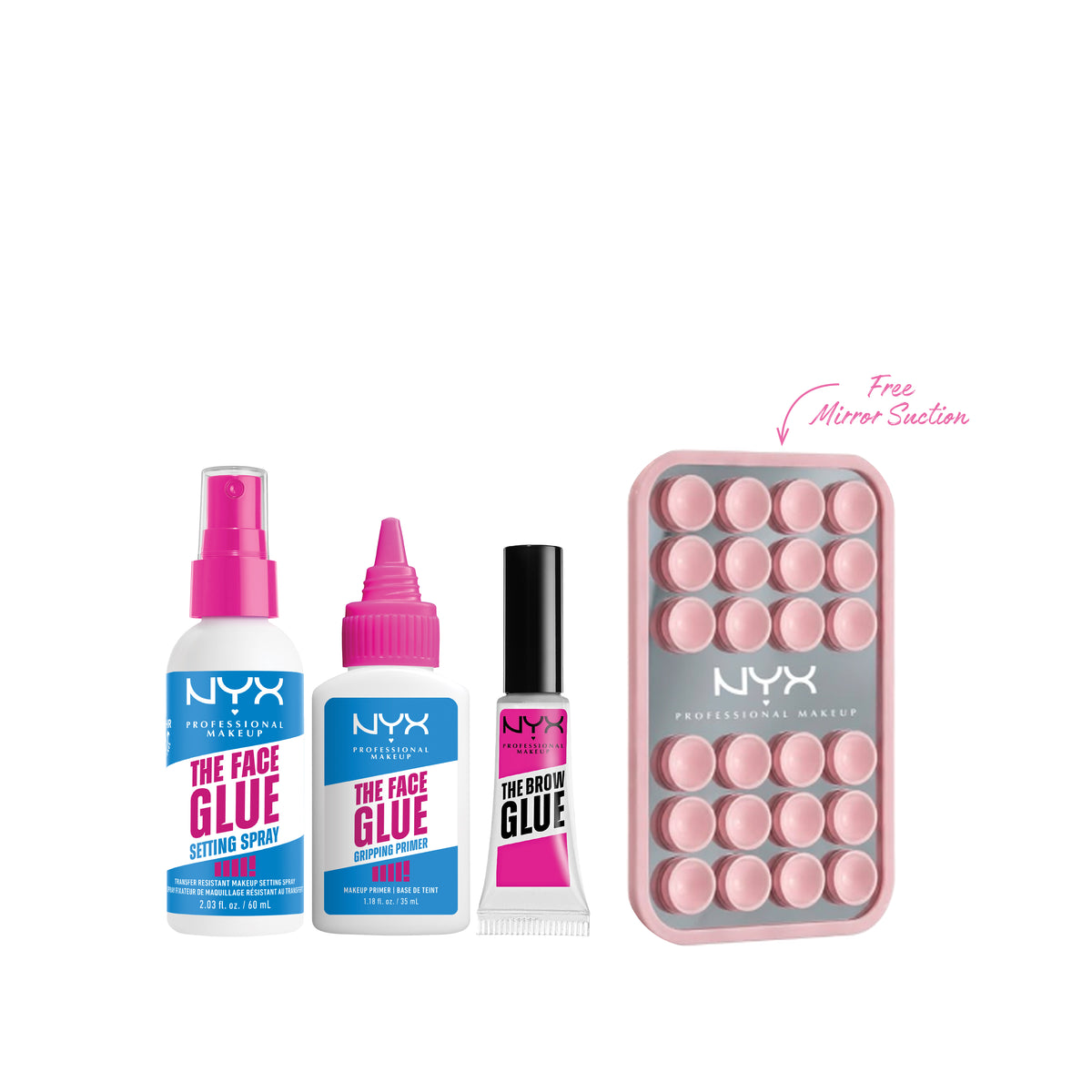 Face Glue Setting Spray + Face Glue Prime + Brow Glue Instant Brow Styler + FREE Mirror Suction At 20% OFF