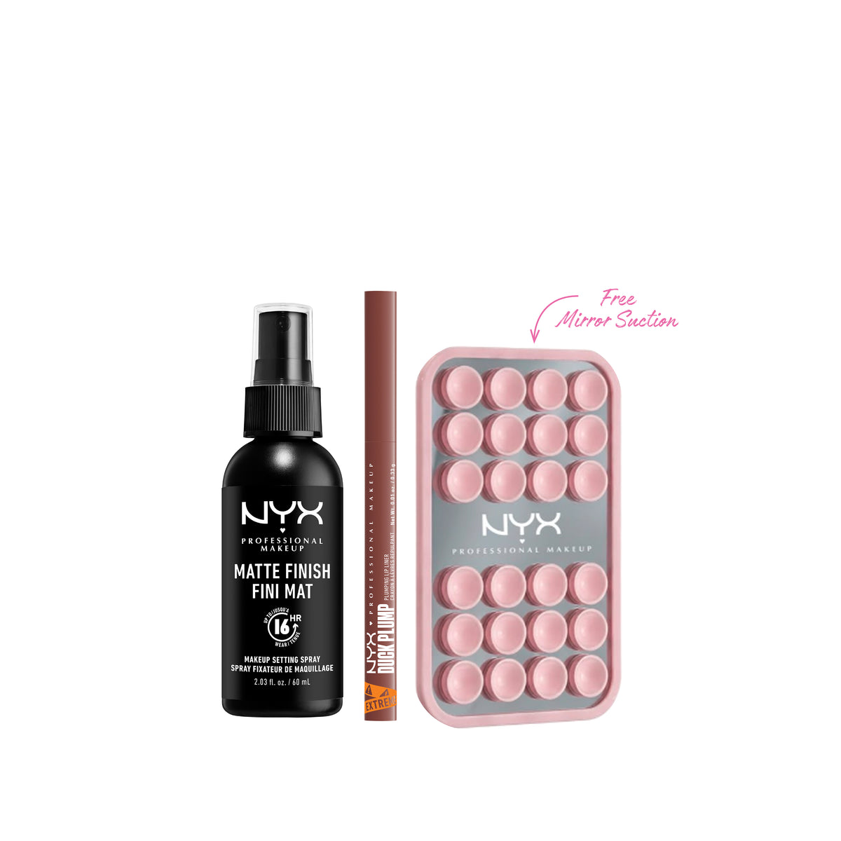 Matte Finish Setting Spray + Duck Plump Plumping Lip Liner + FREE Mirror Suction At 20% OFF