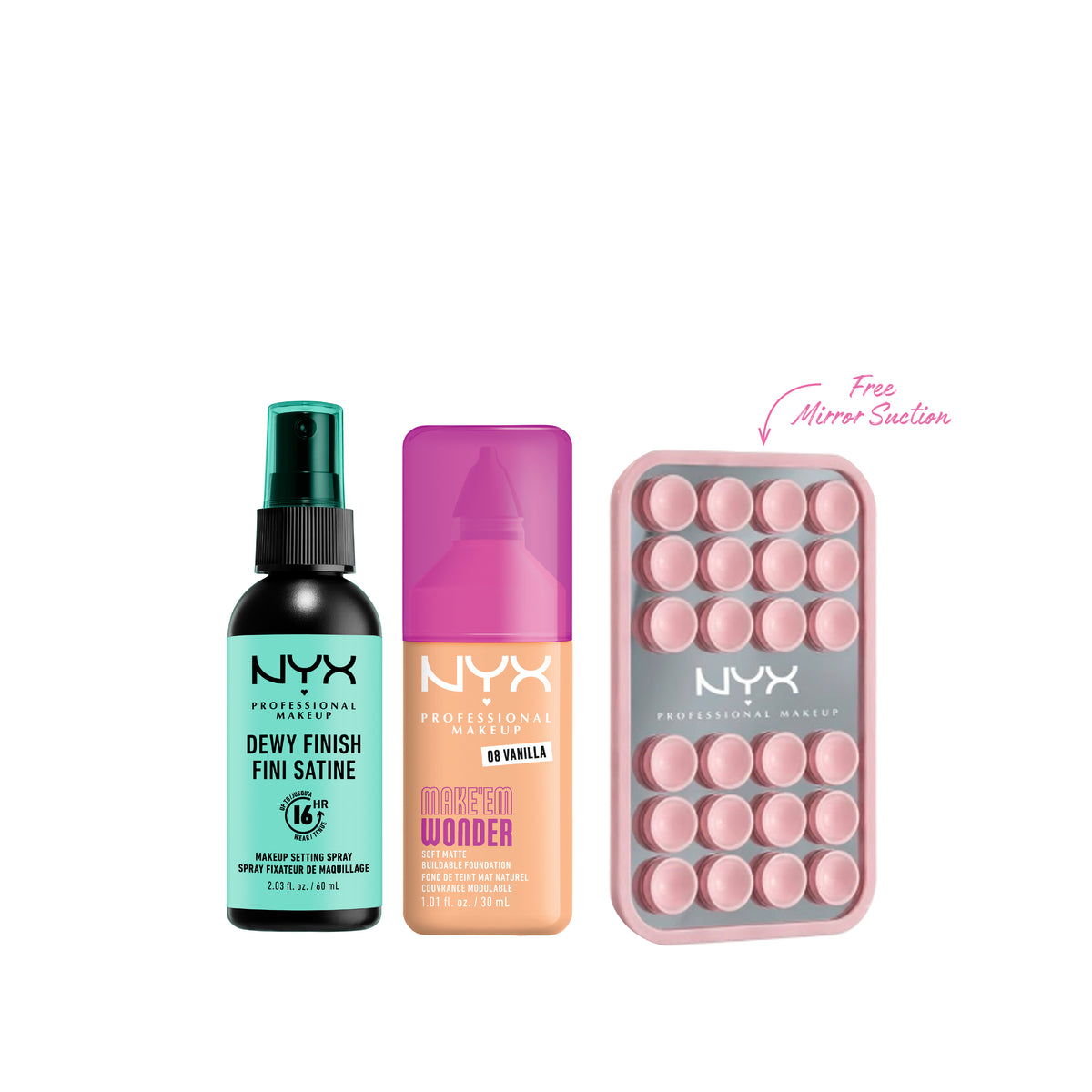 Dewy Finish Setting Spray + Make ‘Em Wonder Foundation + FREE Mirror Suction At 20% OFF