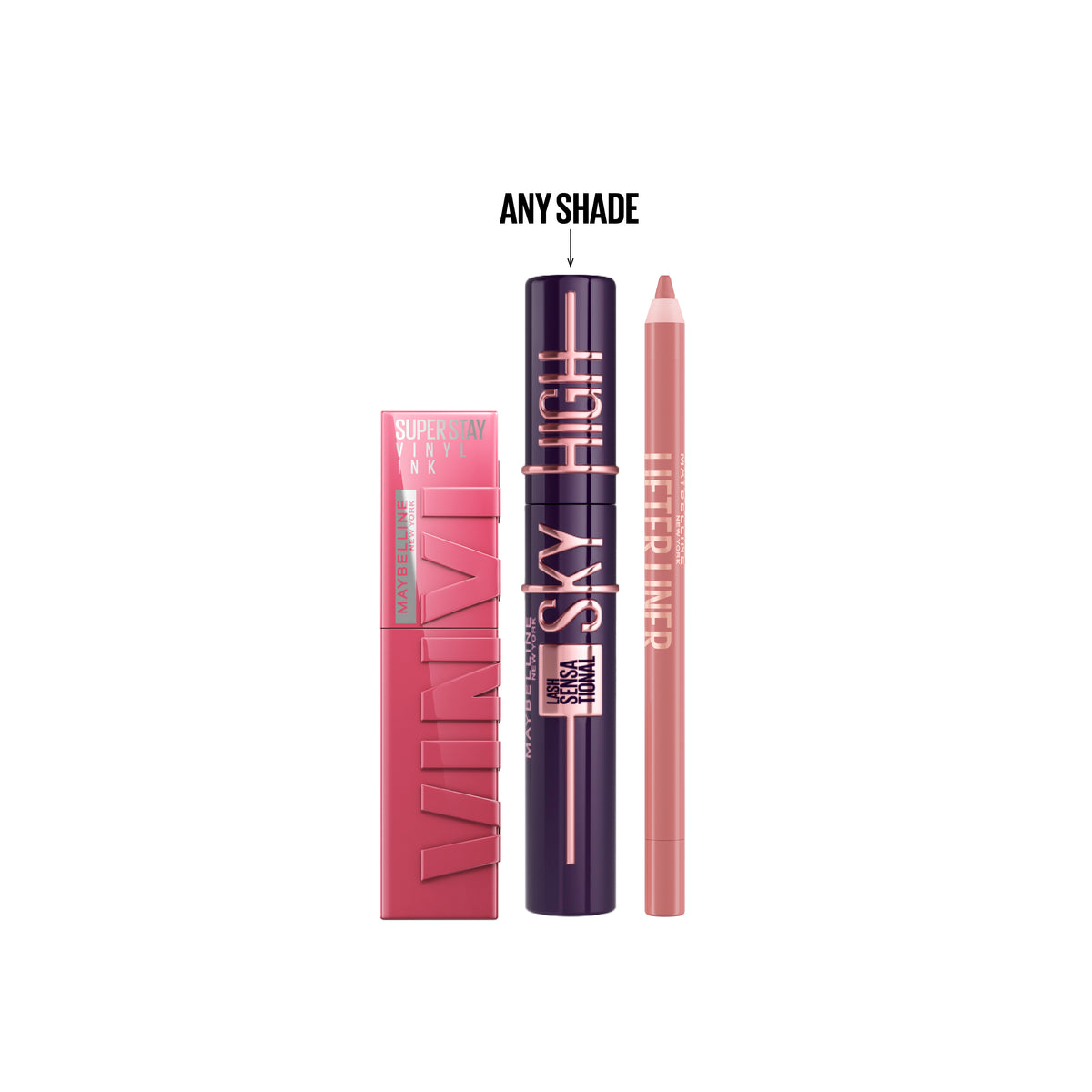 Vinyl Ink Lipstick + Sky High Mascara +  Lifter Liner Lip Liner Pencil At 25% OFF