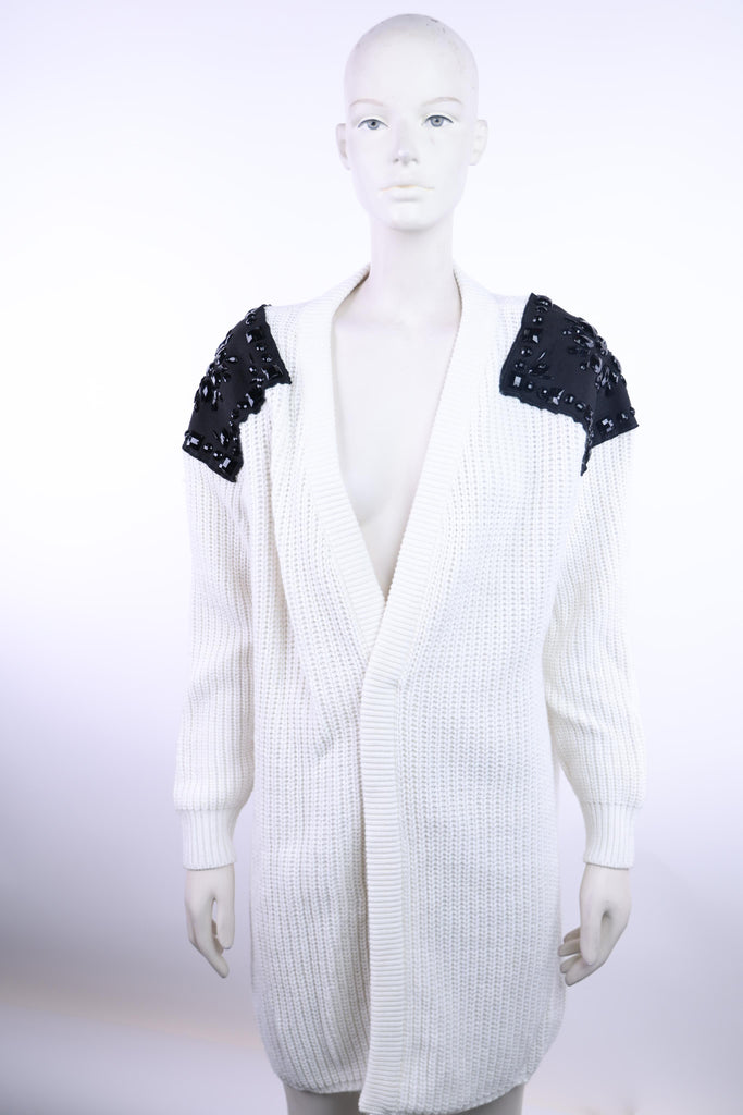 SPELL Spell white sweater with adorned black crystals | Loolia Closet