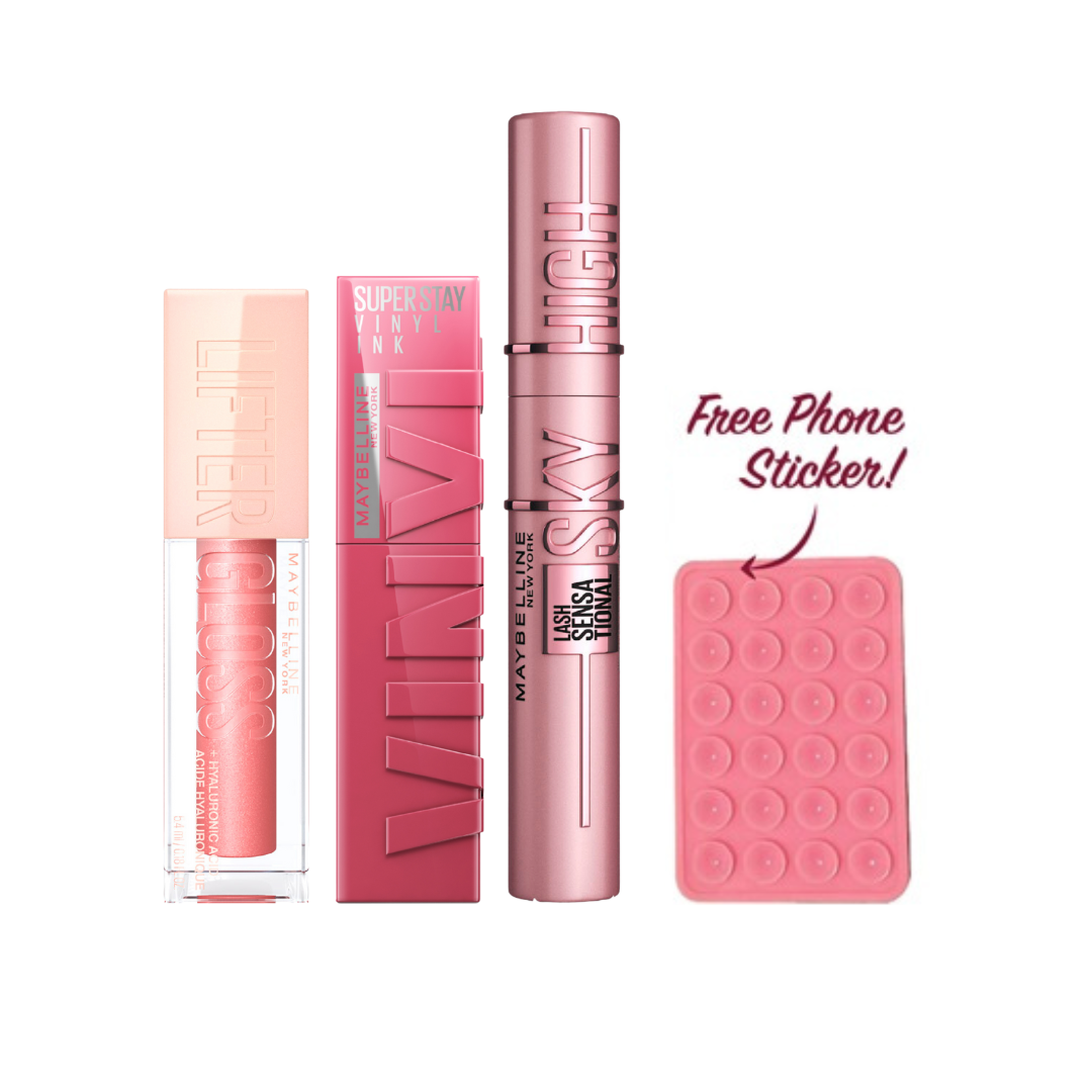 Sky High Mascara + Lifter Lip Gloss + Vinyl Ink Lipstick + FREE Silicon Mobile Sticker At 20% OFF