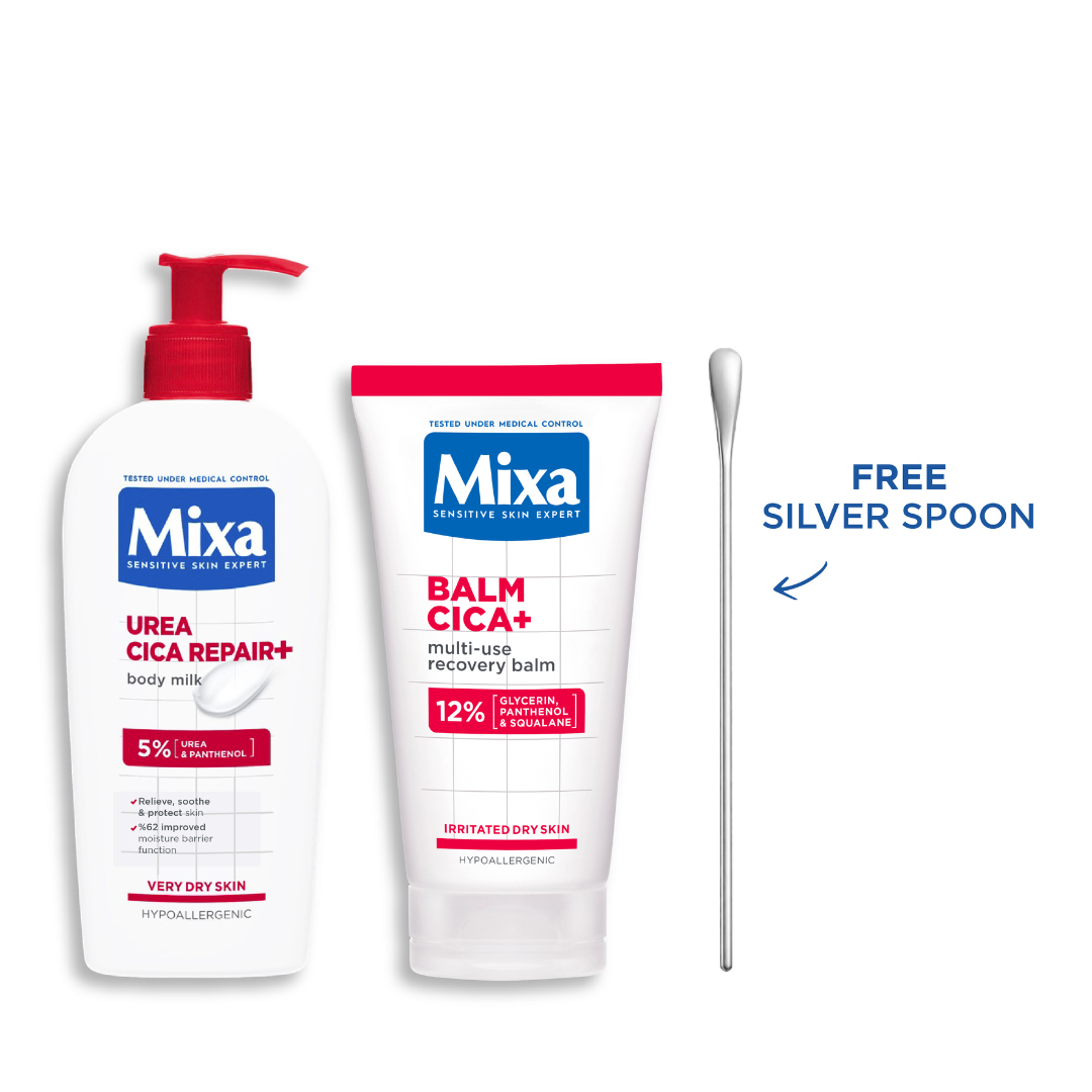 Urea Cica Repair+ Body Lotion + Balm Cica+ Multi-use Repair Cream + FREE Silver Spoon