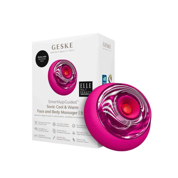 Geske Sonic Cool & Warm Body and Face Massager| 9 in 1- Mageanta