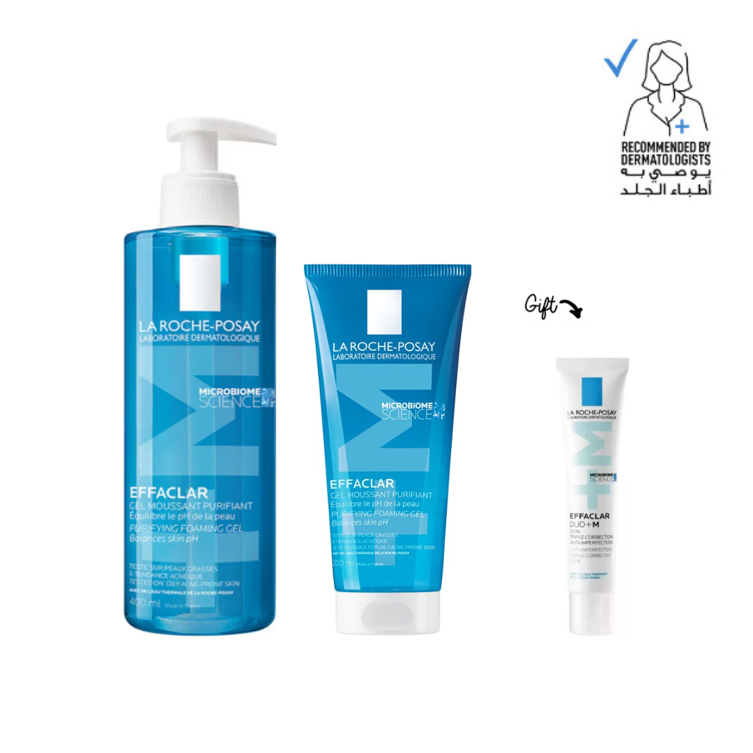 Effaclar Acne Foaming Cleansing Gel 400 ML + Effaclar Acne Foaming Cleansing Gel 200 ML + FREE Effaclar Duo +M 40 ML