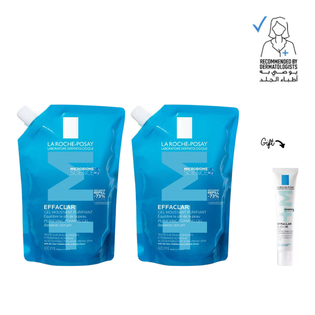 2x Effaclar Purifying Cleansing Gel & Refill Pouch 400 ML + FREE Effaclar Duo +M 40 ML
