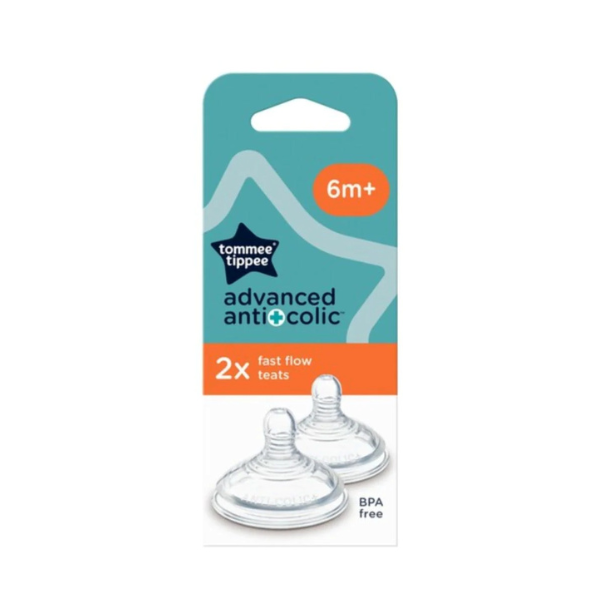 Advanced Anti-Colic Baby Bottle Teats, Fast Flow, 6+ Months