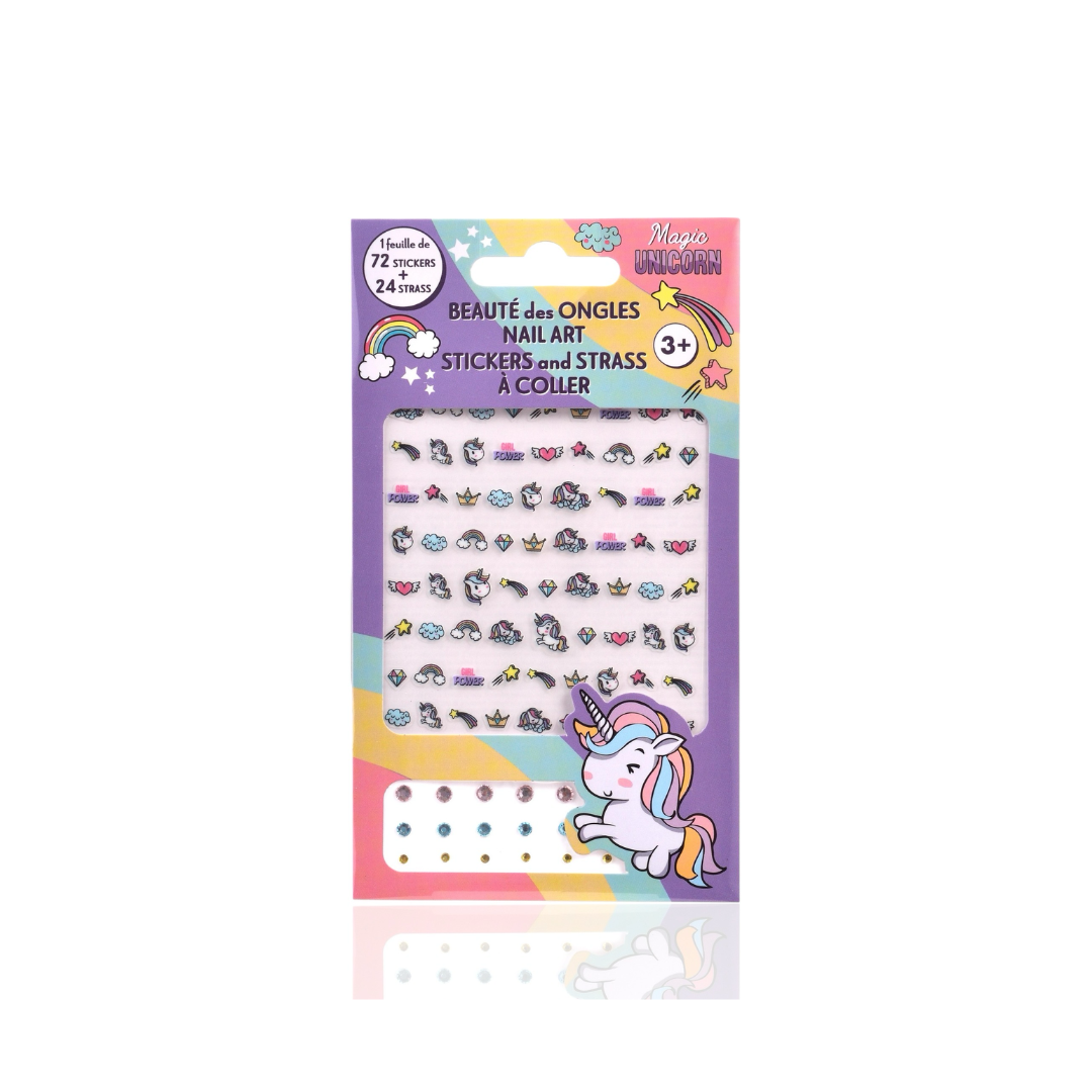 Unicorn 72 Nail Stickers/24 Strass/card x24