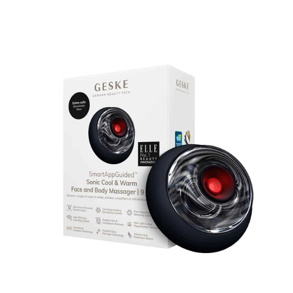 Geske Sonic Cool & Warm Body and Face Massager| 9 in 1- Black