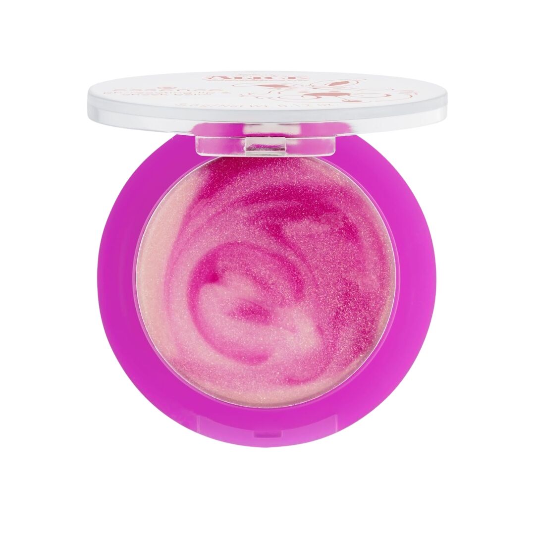 Essence Disney pH lip and cheek balm berry pink tint shimmer swirl texture