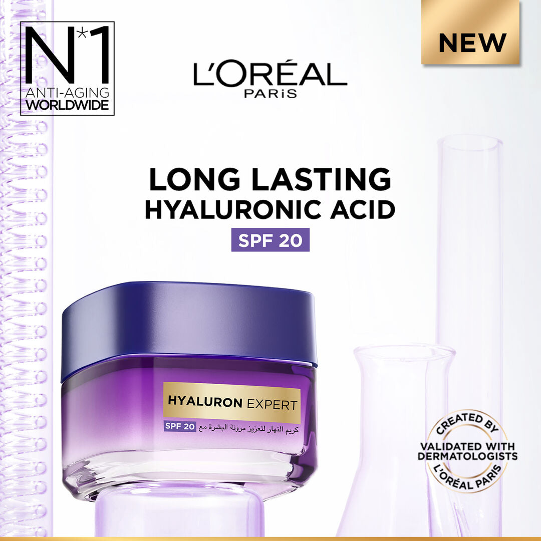 L’Oréal Hyaluron Expert day cream SPF20 50ml with hyaluronic acid for hydration and fine lines