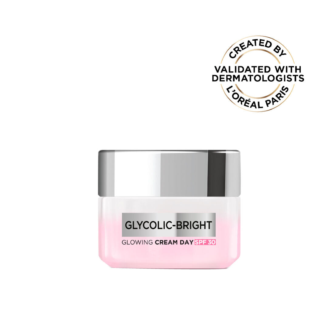 L’Oréal Glycolic Bright day cream SPF30 50ml for dark spots glow with glycolic acid and niacinamide
