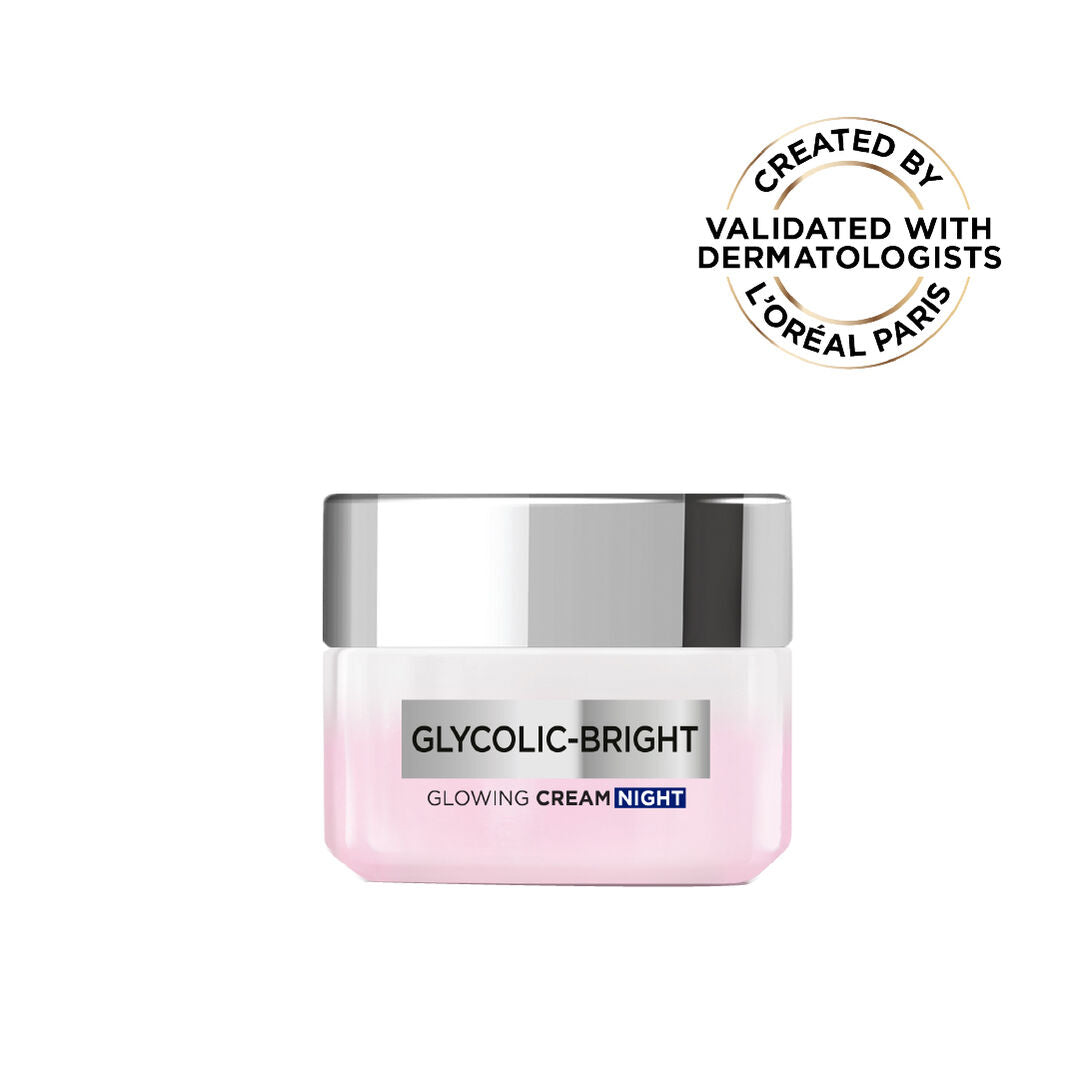 L’Oréal Glycolic Bright night cream 50ml for dark spots glow boosting with glycolic acid