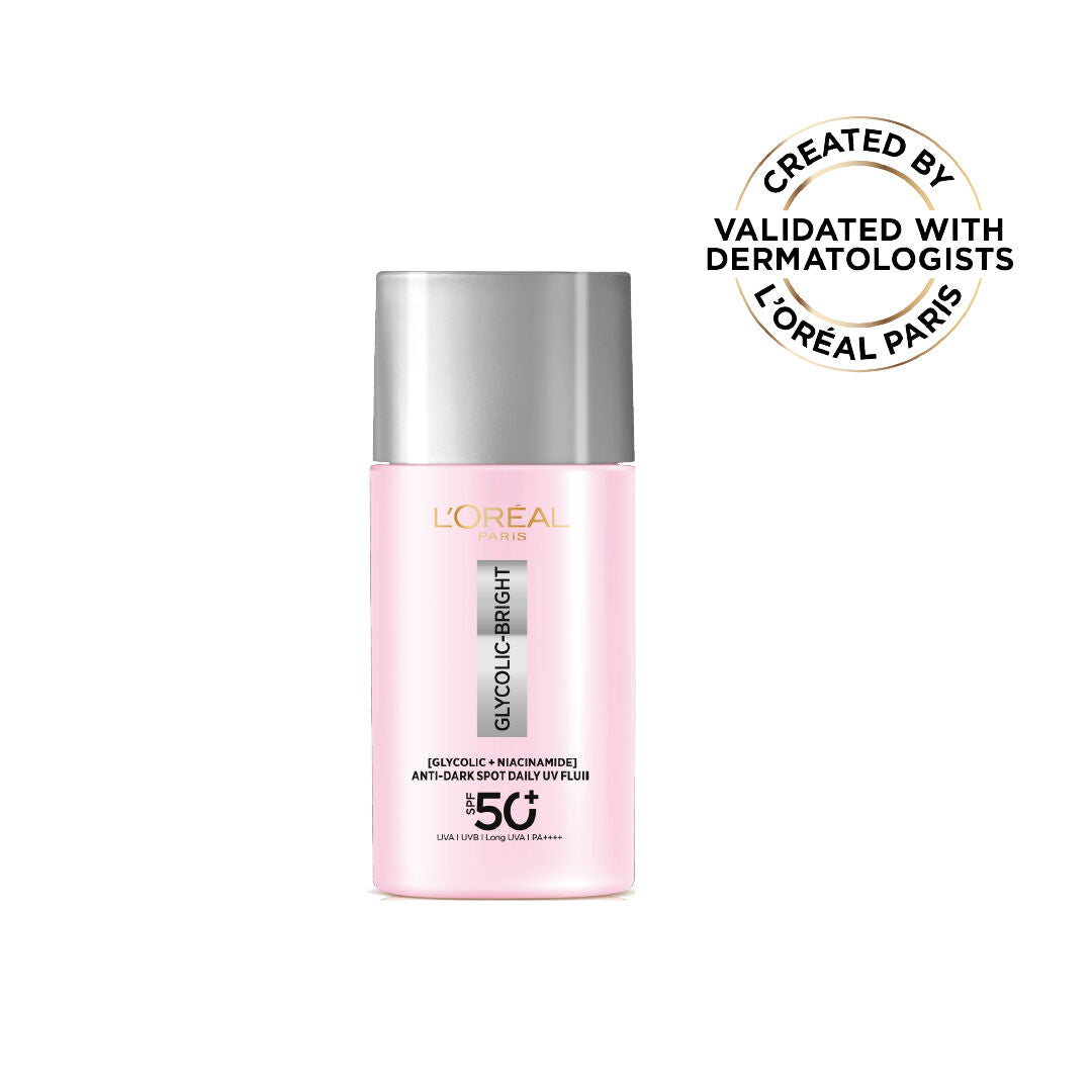 L’Oréal Glycolic Bright UV fluid SPF50 plus 50ml for dark spots and brightening with niacinamide