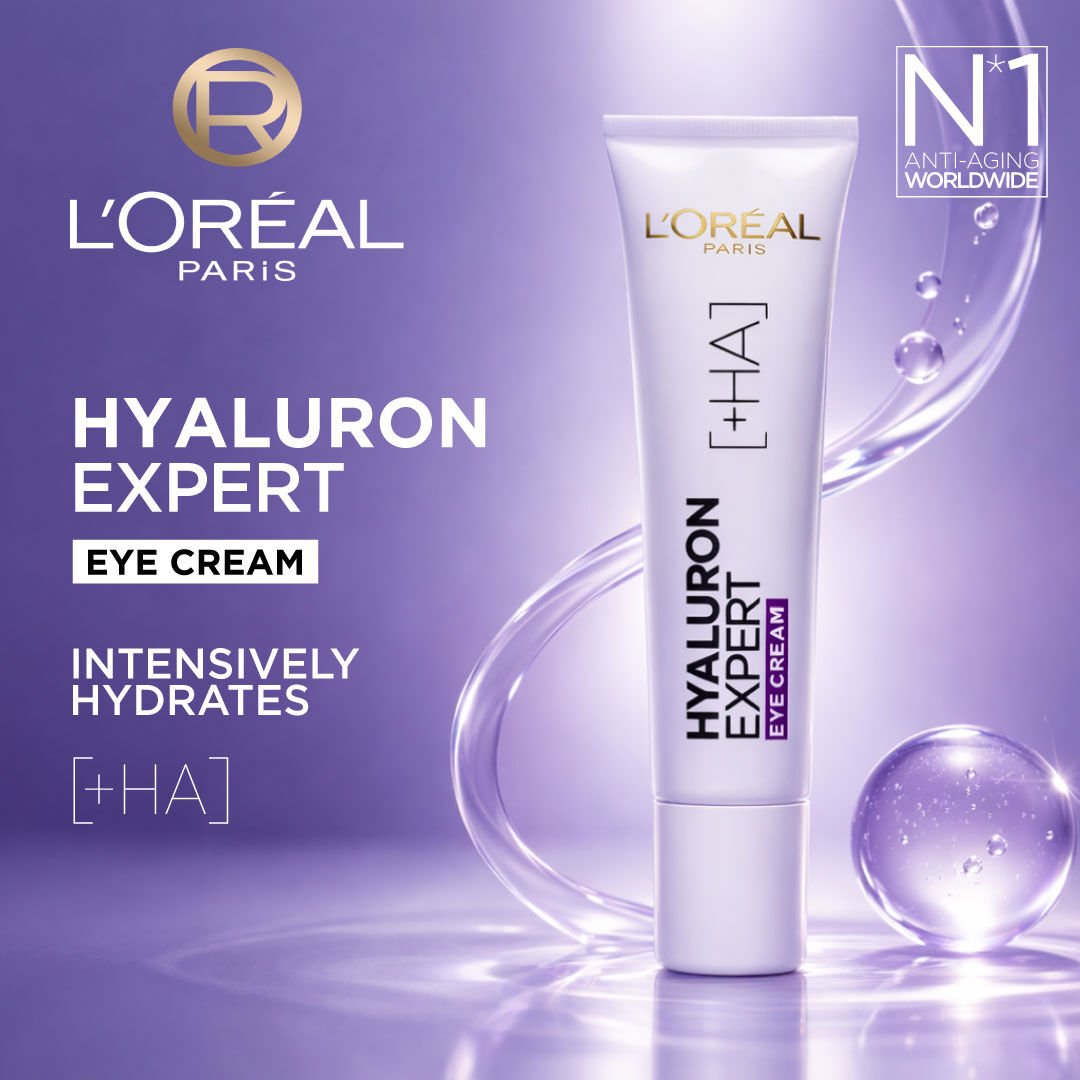 L’Oréal Hyaluron Expert eye cream with hyaluronic acid for hydration and fine lines around eyes