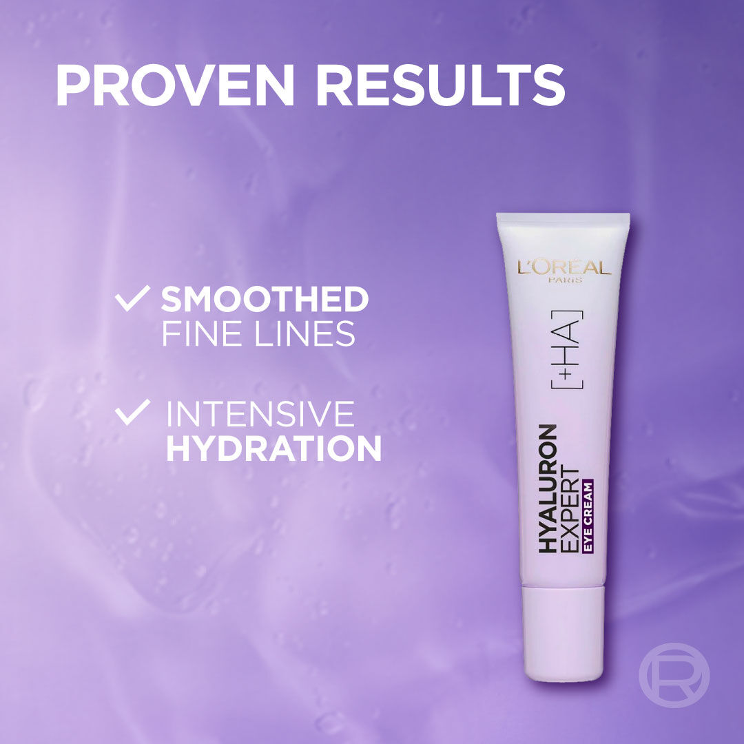 L’Oréal Hyaluron Expert eye cream with hyaluronic acid for hydration and fine lines around eyes