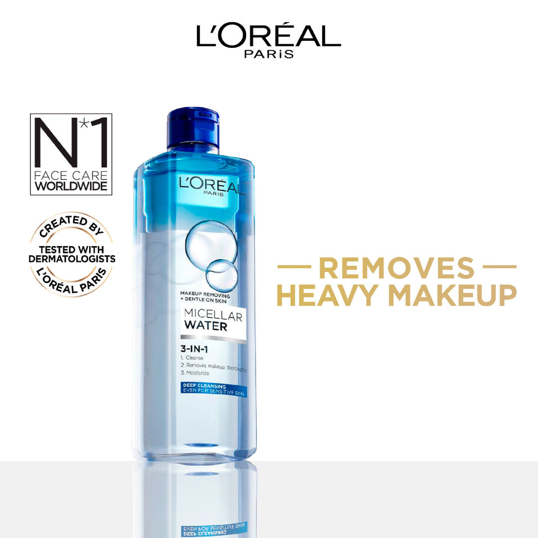 L’Oréal bi phase micellar water 400ml waterproof makeup remover for sensitive skin