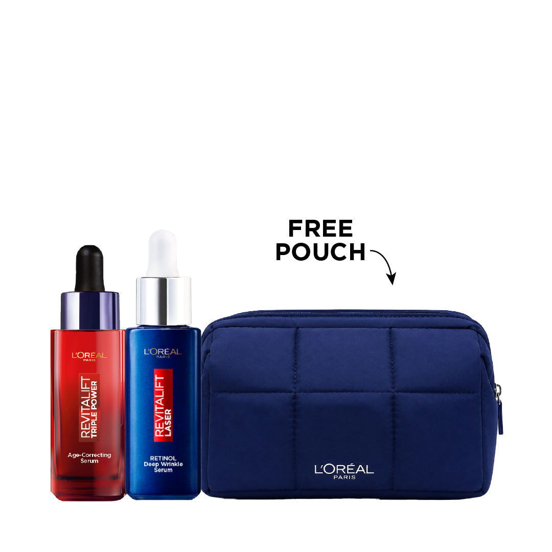 Revitalift Triple Power Age-Correcting Serum + Retinol Serum + FREE Pouch At 20% OFF