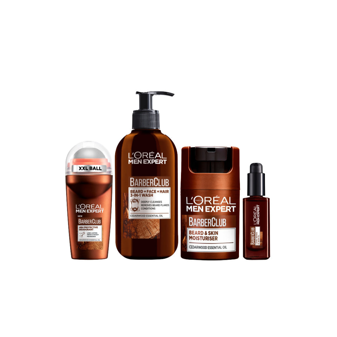 Men Expert Full Barber Club Routine: Roll On + Wash + Moisturizer + Beard Oil At 30% OFF